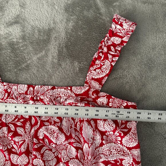 Ann Taylor LOFT Tango Red Paisley Button Pull On Midi Skirt Tank Top Women's XL - Picture 7 of 9